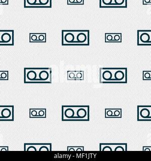 audio cassette icon sign. Seamless pattern with geometric texture. Vector illustration Stock Vector
