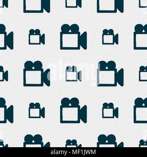 camcorder icon sign. Seamless pattern with geometric texture. Vector illustration Stock Vector