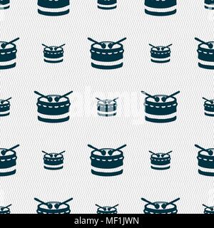 drum icon sign. Seamless pattern with geometric texture. Vector illustration Stock Vector