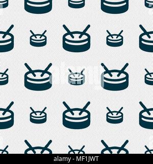 drum icon sign. Seamless pattern with geometric texture. Vector illustration Stock Vector