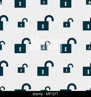 open lock icon sign. Seamless pattern with geometric texture. Vector illustration Stock Vector