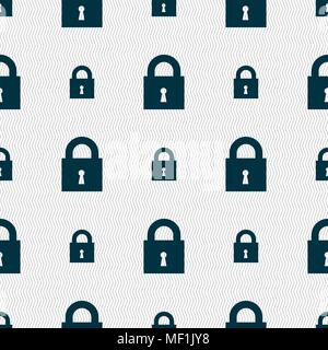 closed lock icon sign. Seamless pattern with geometric texture. Vector illustration Stock Vector