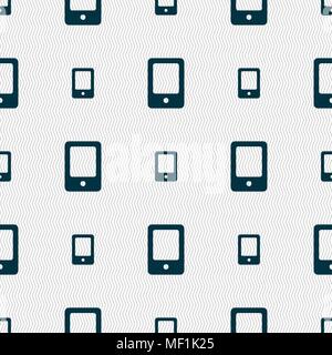 Tablet icon sign. Seamless pattern with geometric texture. Vector illustration Stock Vector