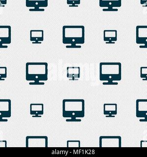 monitor icon sign. Seamless pattern with geometric texture. Vector illustration Stock Vector