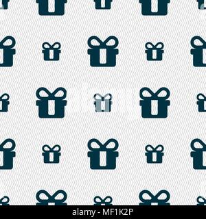 gift icon sign. Seamless pattern with geometric texture. Vector illustration Stock Vector