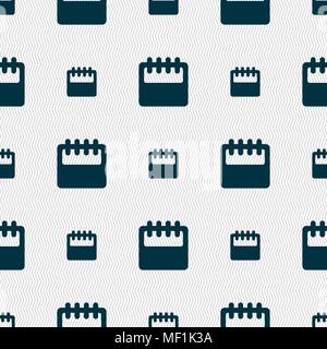 Notepad, calendar icon sign. Seamless pattern with geometric texture. Vector illustration Stock Vector