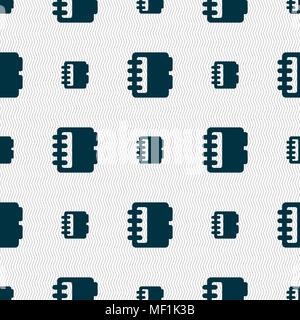 Notepad, calendar icon sign. Seamless pattern with geometric texture. Vector illustration Stock Vector