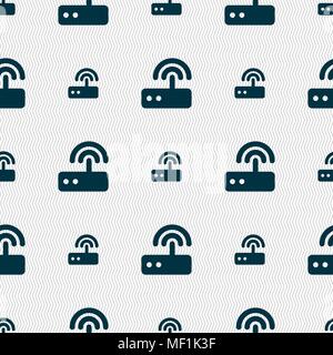 Wi fi router icon sign. Seamless pattern with geometric texture. Vector illustration Stock Vector