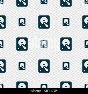 hard disk icon sign. Seamless pattern with geometric texture. Vector illustration Stock Vector