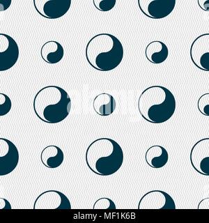 Yin Yang icon sign. Seamless pattern with geometric texture. Vector illustration Stock Vector