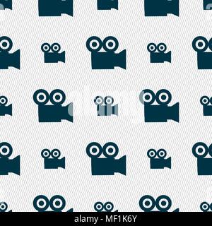 video camera icon sign. Seamless pattern with geometric texture. Vector illustration Stock Vector