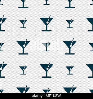 cocktail icon sign. Seamless pattern with geometric texture. Vector illustration Stock Vector