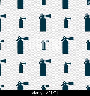 extinguisher icon sign. Seamless pattern with geometric texture. Vector illustration Stock Vector
