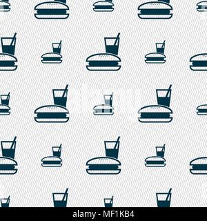 lunch box icon sign. Seamless pattern with geometric texture. Vector illustration Stock Vector