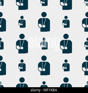 broken arm, disability icon sign. Seamless pattern with geometric texture. Vector illustration Stock Vector