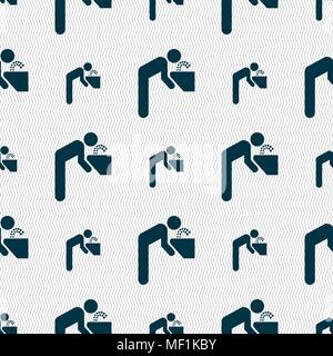 drinking fountain icon sign. Seamless pattern with geometric texture. Vector illustration Stock Vector