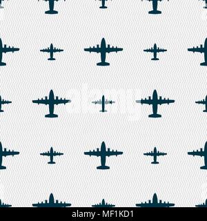 aircraft icon sign. Seamless pattern with geometric texture. Vector illustration Stock Vector