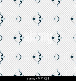 bow and arrow icon sign. Seamless pattern with geometric texture. Vector illustration Stock Vector