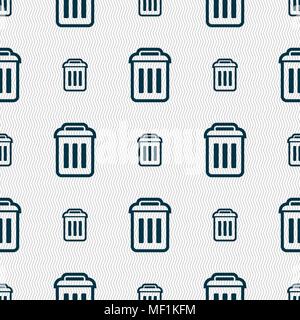 the trash icon sign. Seamless pattern with geometric texture. Vector illustration Stock Vector
