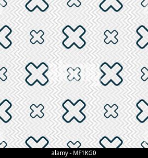 Cancel icon sign. Seamless pattern with geometric texture. Vector illustration Stock Vector