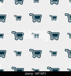 shopping cart icon sign. Seamless pattern with geometric texture. Vector illustration Stock Vector