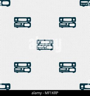 radio, receiver, amplifier icon sign. Seamless pattern with geometric texture. Vector illustration Stock Vector