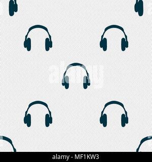headsets icon sign. Seamless pattern with geometric texture. Vector illustration Stock Vector