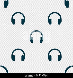headsets icon sign. Seamless pattern with geometric texture. Vector illustration Stock Vector