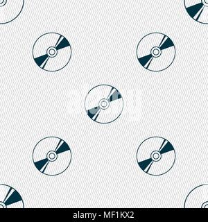 Cd, DVD, compact disk, blue ray icon sign. Seamless pattern with geometric texture. Vector illustration Stock Vector
