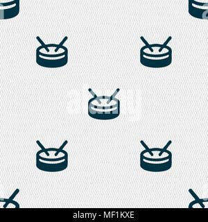 drum icon sign. Seamless pattern with geometric texture. Vector illustration Stock Vector