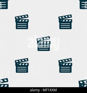 Cinema Clapper  icon sign. Seamless pattern with geometric texture. Vector illustration Stock Vector