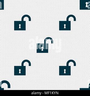 open lock icon sign. Seamless pattern with geometric texture. Vector illustration Stock Vector