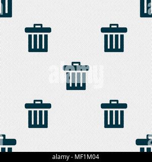 Recycle bin icon sign. Seamless pattern with geometric texture. Vector illustration Stock Vector