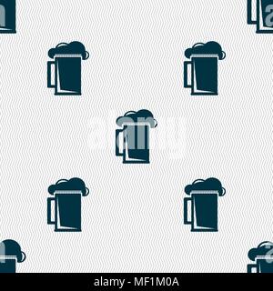 glass of beer icon sign. Seamless pattern with geometric texture. Vector illustration Stock Vector