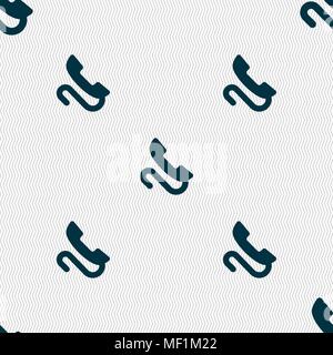 retro telephone handset  icon sign. Seamless pattern with geometric texture. Vector illustration Stock Vector