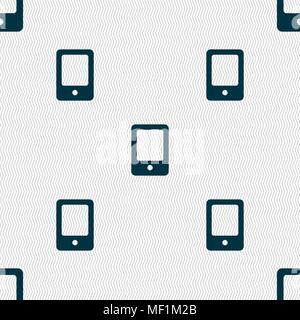 Tablet icon sign. Seamless pattern with geometric texture. Vector illustration Stock Vector