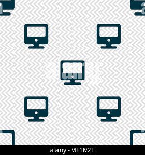 monitor icon sign. Seamless pattern with geometric texture. Vector illustration Stock Vector