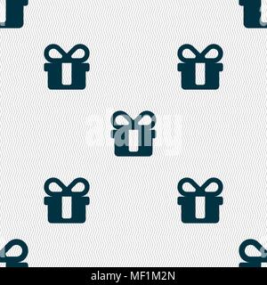 gift icon sign. Seamless pattern with geometric texture. Vector illustration Stock Vector