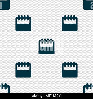 Notepad, calendar icon sign. Seamless pattern with geometric texture. Vector illustration Stock Vector