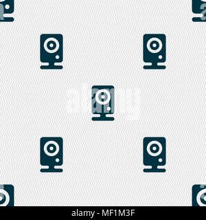 Web cam icon sign. Seamless pattern with geometric texture. Vector illustration Stock Vector