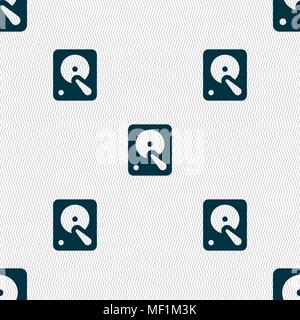 hard disk icon sign. Seamless pattern with geometric texture. Vector illustration Stock Vector