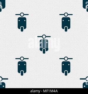 motorcycle icon sign. Seamless pattern with geometric texture. Vector illustration Stock Vector