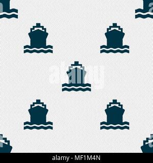 ship icon sign. Seamless pattern with geometric texture. Vector illustration Stock Vector
