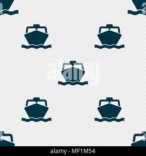 the boat icon sign. Seamless pattern with geometric texture. Vector illustration Stock Vector