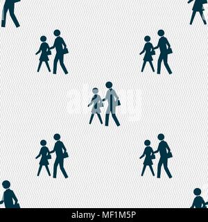 crosswalk icon sign. Seamless pattern with geometric texture. Vector illustration Stock Vector