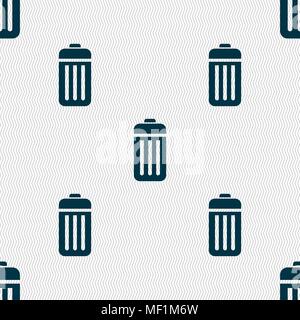 The trash icon sign. Seamless pattern with geometric texture. Vector illustration Stock Vector