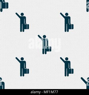 tourist icon sign. Seamless pattern with geometric texture. Vector illustration Stock Vector