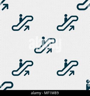elevator, Escalator, Staircase icon sign. Seamless pattern with geometric texture. Vector illustration Stock Vector