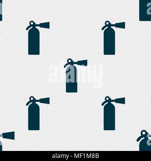 extinguisher icon sign. Seamless pattern with geometric texture. Vector illustration Stock Vector