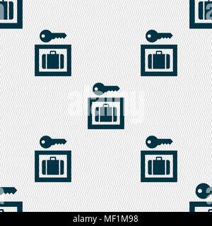 Luggage Storage icon sign. Seamless pattern with geometric texture. Vector illustration Stock Vector